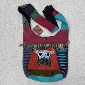 Hobo Cotton Bag Nepal Boho Cute Animal Print Colorblock Shoulder Tote